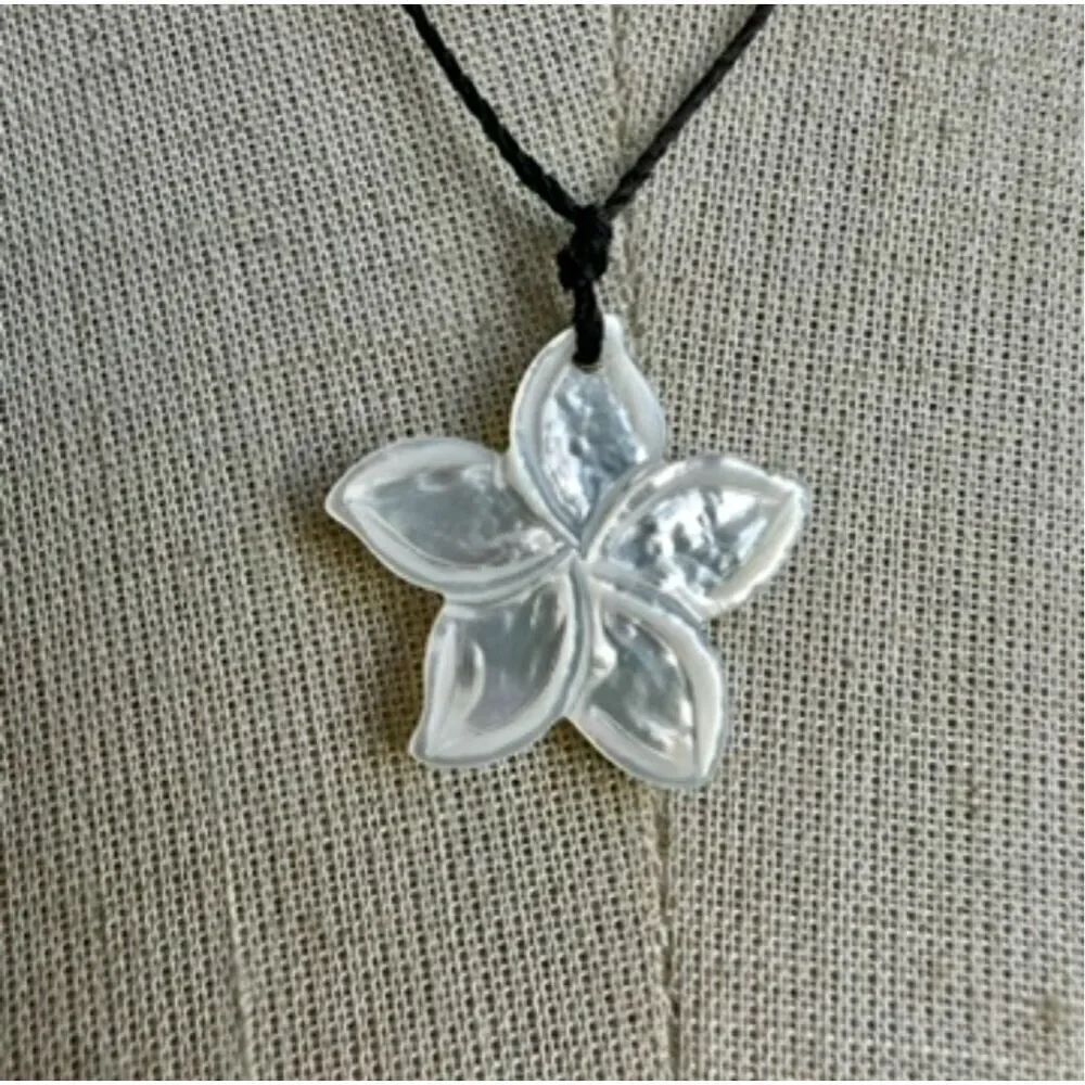 Aloha abalone flower pendant necklace on cord